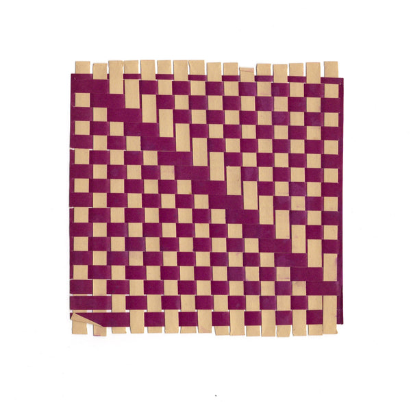 Bradley's Kindergarten Material: Gift No. 14, Weaving, No. 8 F [5 completed paper weaving mats]