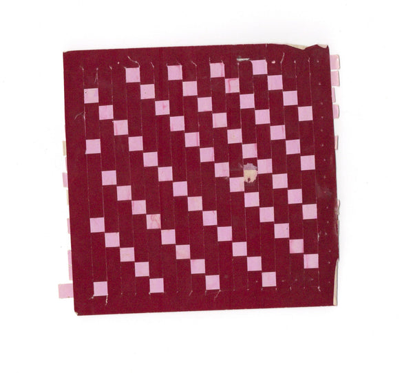 Bradley's Kindergarten Material: Gift No. 14, Weaving, No. 8 F [5 completed paper weaving mats]