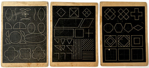 Set of 3 of Geometric "Designs and Pictures for Slate Drawing" Trade Cards for businesses in Mount Vernon, NY