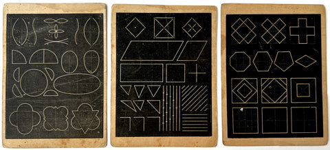 Set of 3 of Geometric "Designs and Pictures for Slate Drawing" Trade Cards for businesses in Mount Vernon, NY