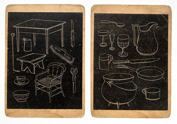 2 Furniture and Kitchenware "Designs and Pictures for Slate Drawing" Trade Cards for businesses in Mount Vernon, NY