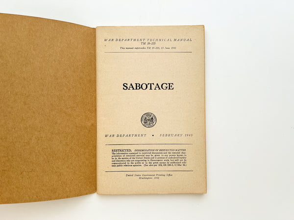 Sabotage (War Department Technical Manual TM 19-225)