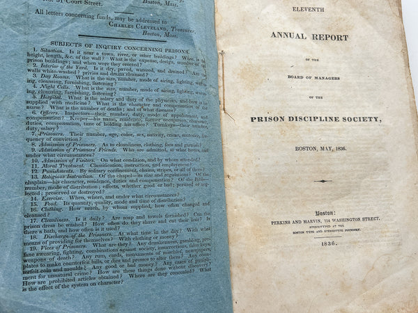 Eleventh annual report of the board of managers of the Prison Discipline Society, Boston, May, 1836.