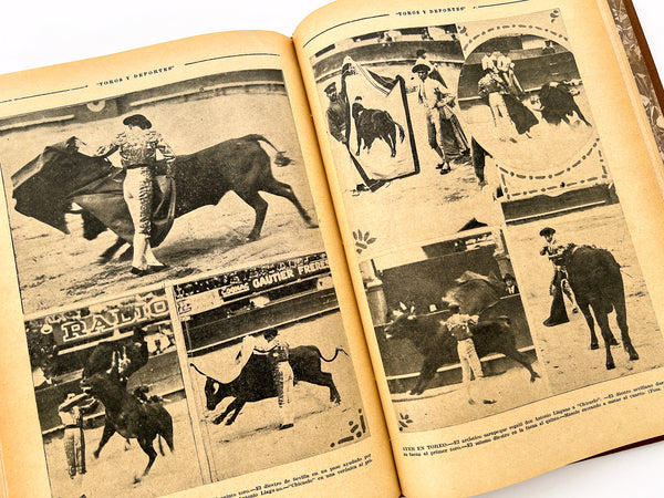 Toros y Deportes (El Universal Taurino) Bound volume of 6 issues: Tomo VII, No. 167; Tomo IX, No. 201; Tomo X,  Nos. 213, 215, 228, Tomo XI, No. 234