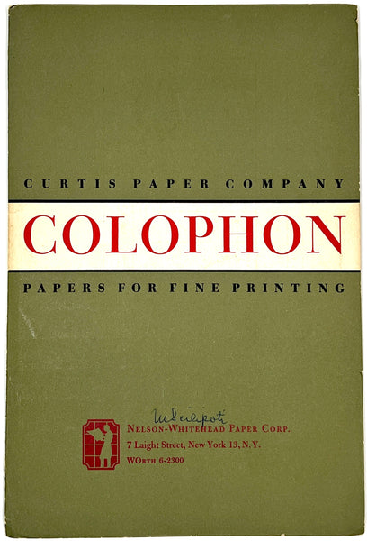 Colophon Papers for Fine Printing (Curtis Paper Co. sample book)