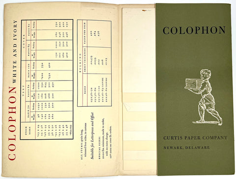 Colophon Papers for Fine Printing (Curtis Paper Co. sample book)