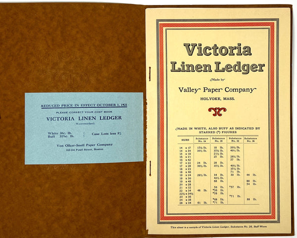 Victoria Linen Ledger, made in Holyoke, Mass. by Valley Paper Company (paper sample book)