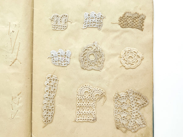 Sample book of handmade lace appliqué and trim / cahier de dentelles.