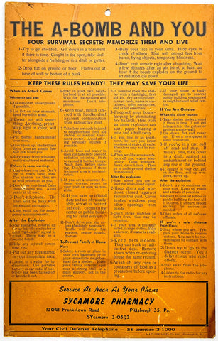 The A-Bomb and You: Four Survival Secrets; Memorize Them and Live (Broadside)