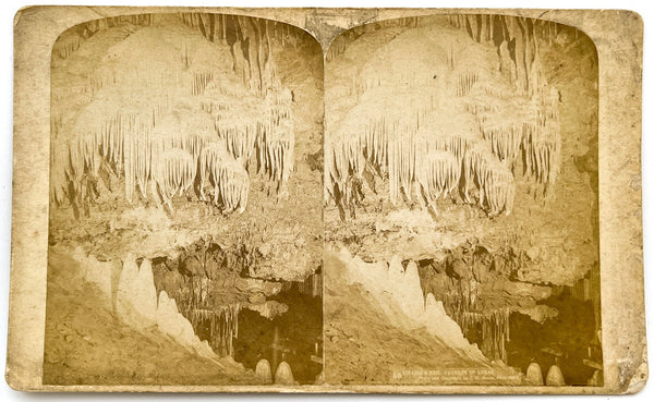 Electric Light Views in the Caverns of Luray: Titania's Veil (stereoview photograph)
