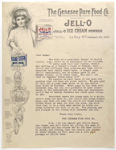 Jello Advertising Letter on Pictorial Letterhead
