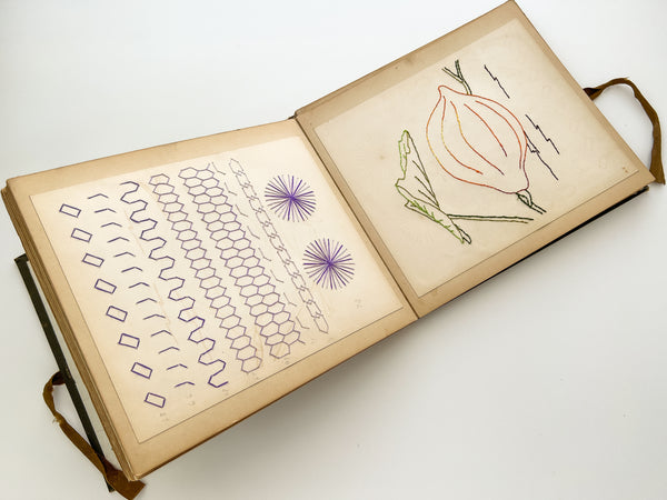 1892 Kindergarten Teacher's Album of Pricking and Sewing (Froebel Gifts 11 & 12)